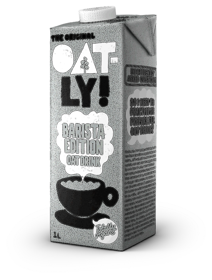Illustrated Oatly Barista Edition oat drink carton